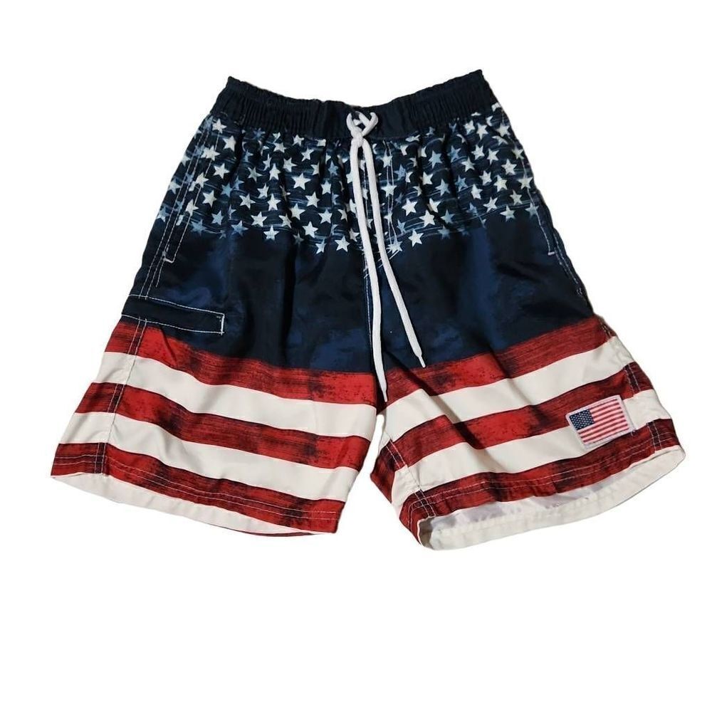Exist Swim Men's Size Small Red White Blue American Flag Swim Trunks